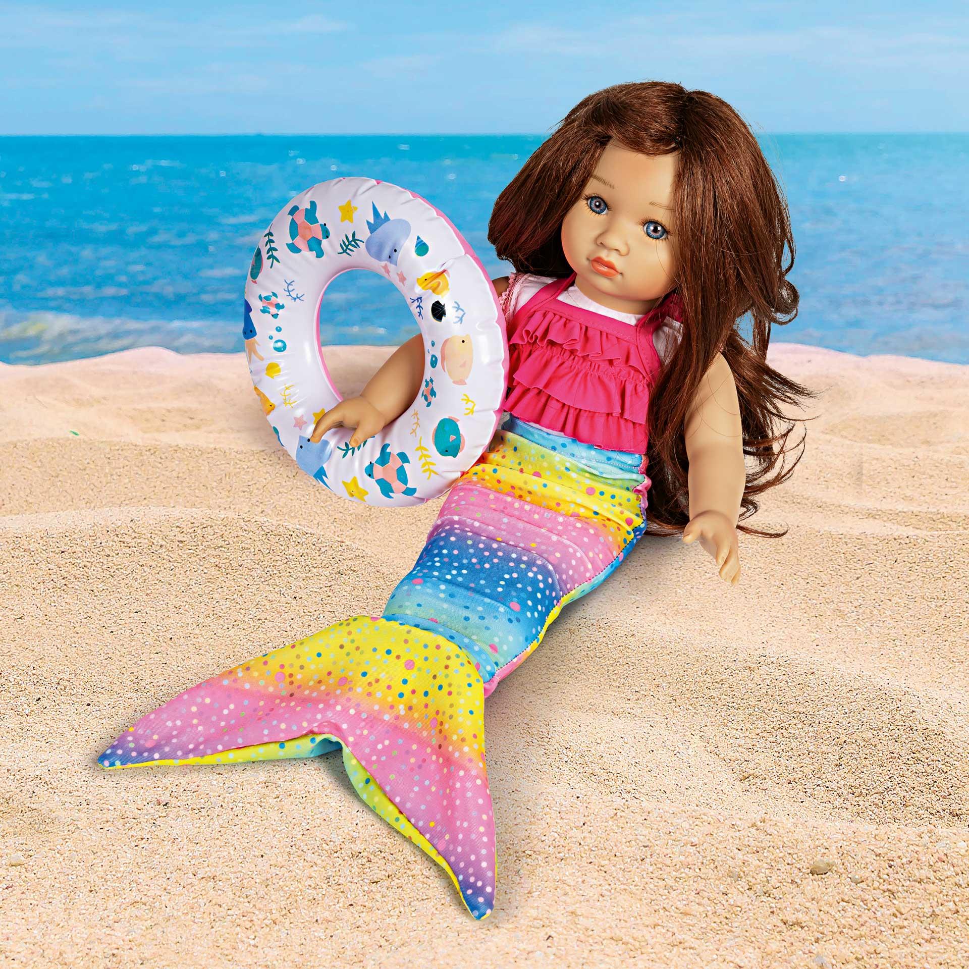 Badeanzug mit Meerjungfrauenflosse, Bikini, Schwimmring und Haarblume
