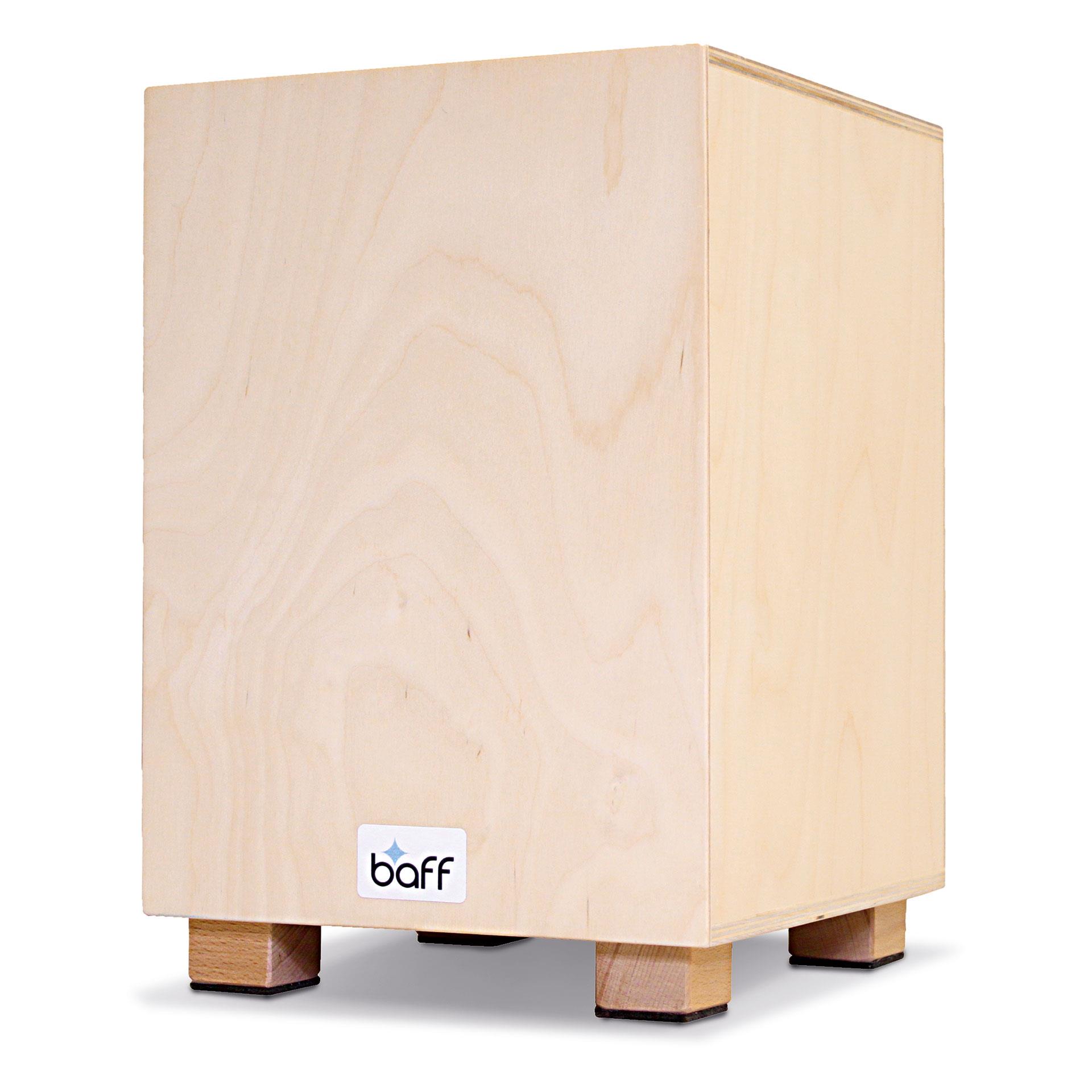 Cajon pour enfants de couleur naturelle, hauteur 38 cm, avec trou de son en bas, autocollants pour les mains et livret d'activités inclus, convient aux enfants à partir de 3 ans