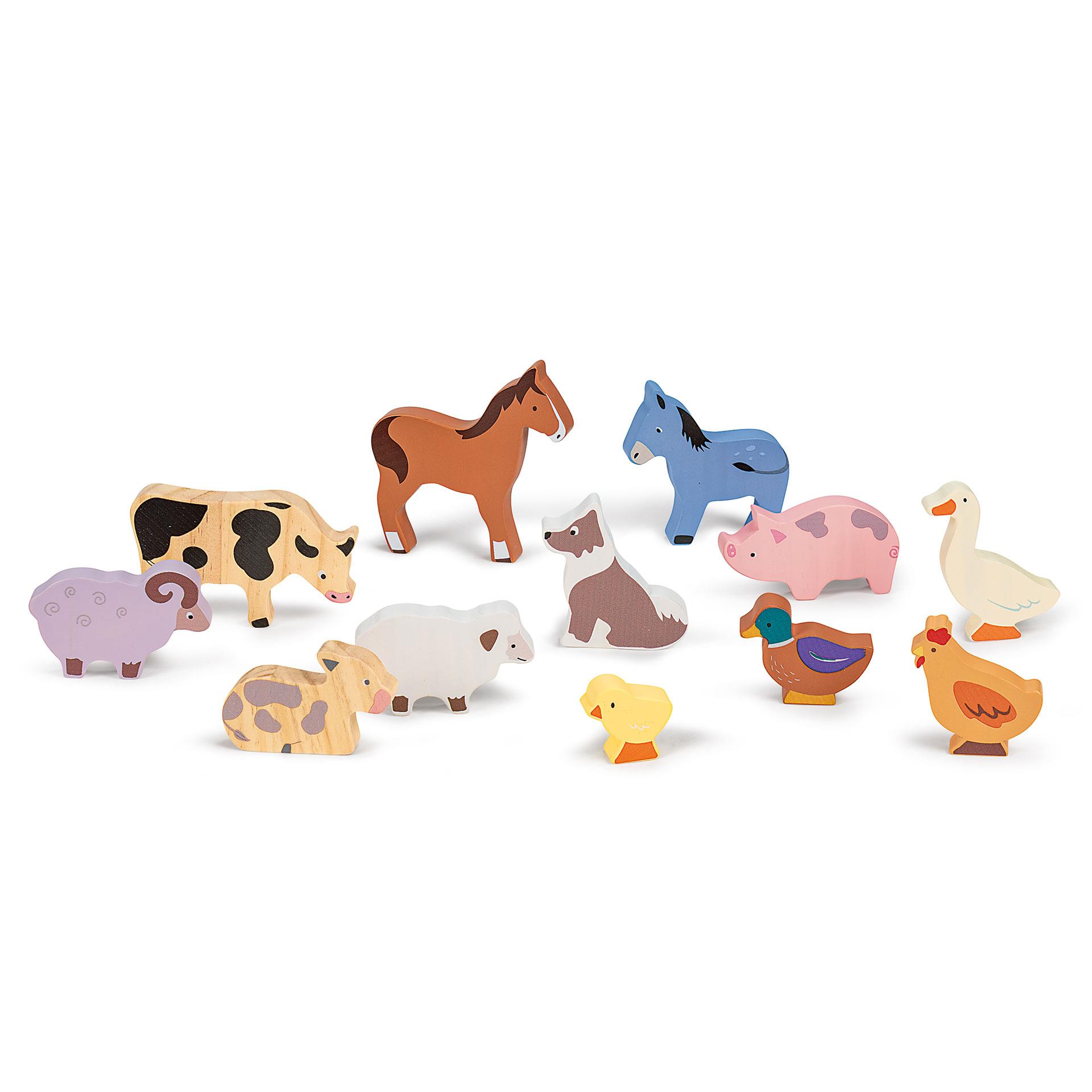 12 animali della fattoria in legno