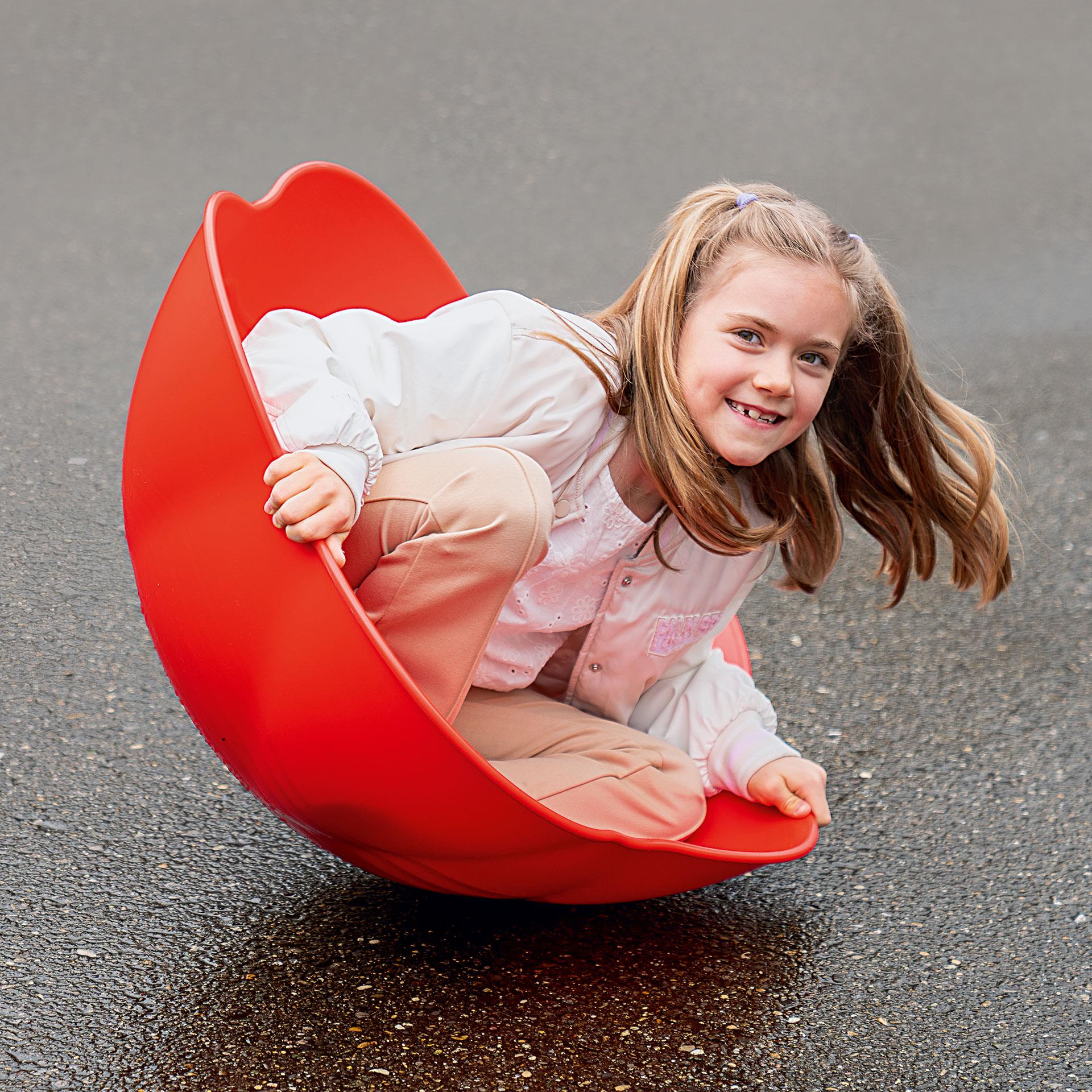 Roter Sitzkreisel aus Kunststoff, geeignet zum Drehen und Schaukeln, ideal für Kinder ab 3 Jahren