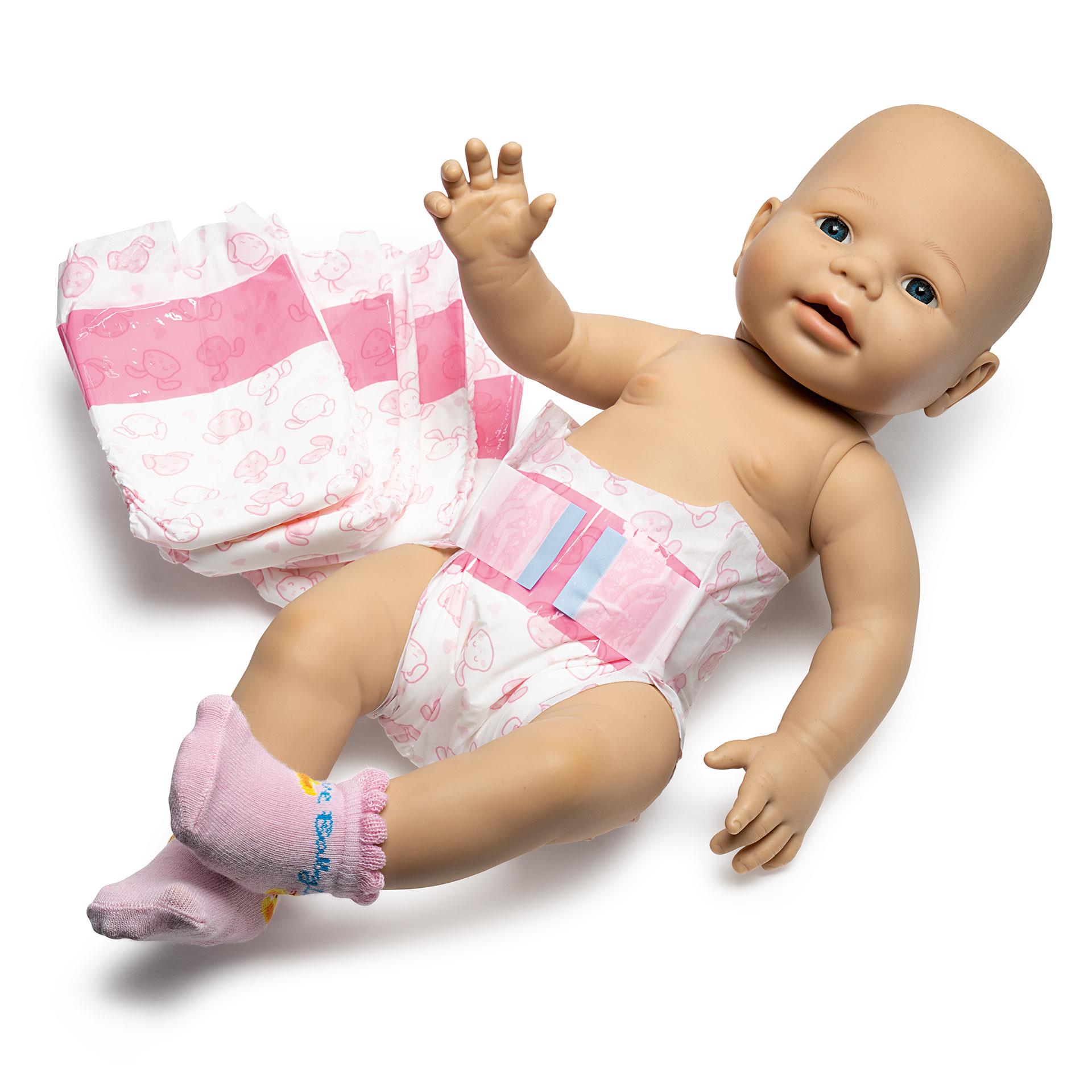 Puppenwindeln mit Häschendesign und Klettverschluss