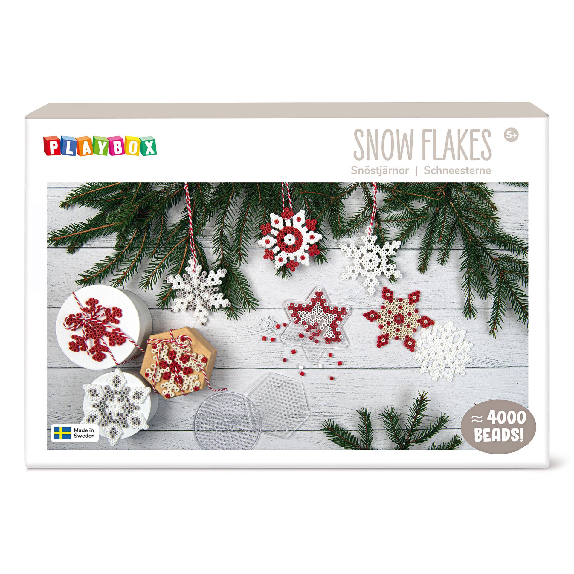 Set di perline da stirare con 4'000 perline, forme trasparenti da inserire, filo e istruzioni per realizzare stelle di neve invernali