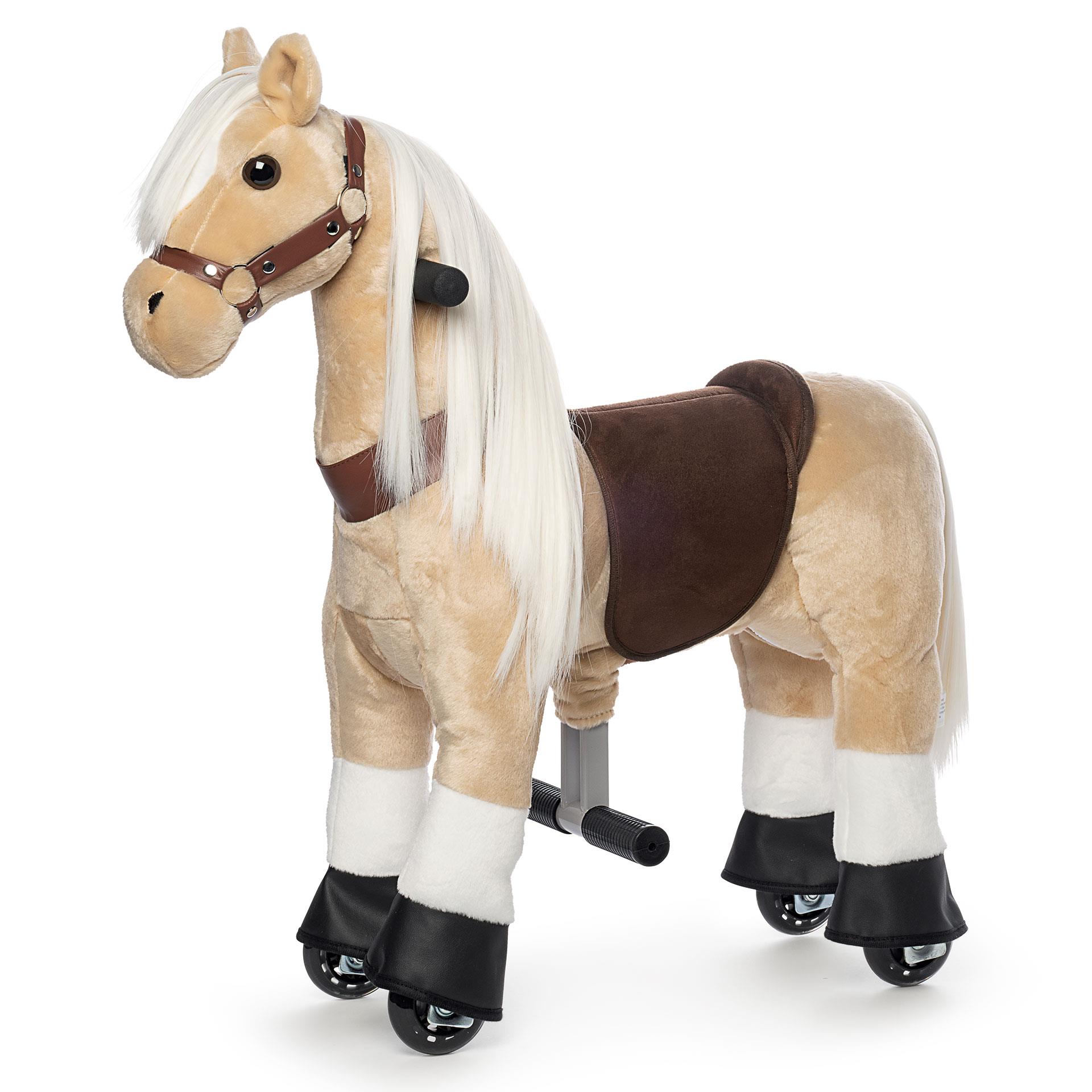 Cheval XS BEA Toys avec crinière blanche et roulettes, entraînement à pédales