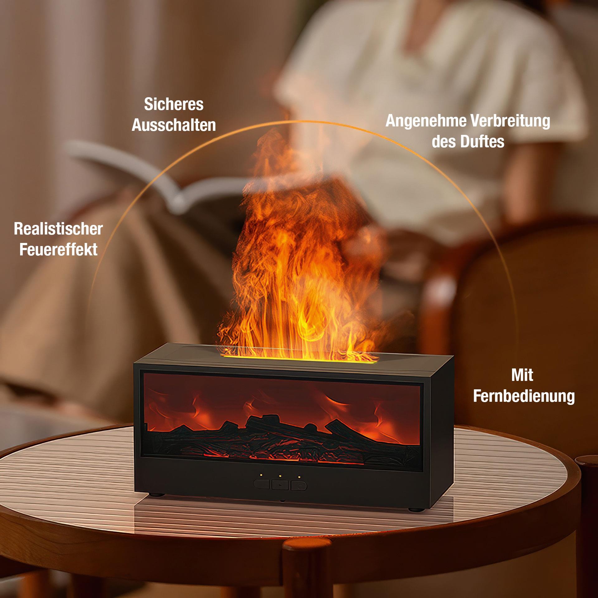 Diffuseur d'arômes en forme de cheminée avec effet flamme réaliste