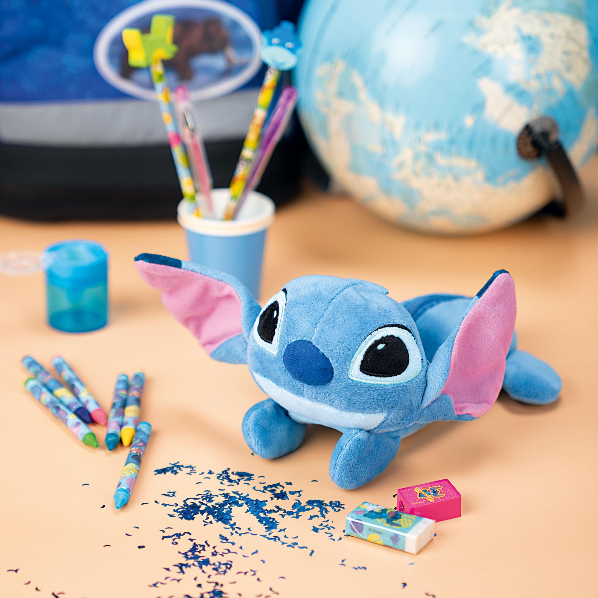 Blaues Stitch-Plüsch-Etui mit Reissverschluss und Ohren