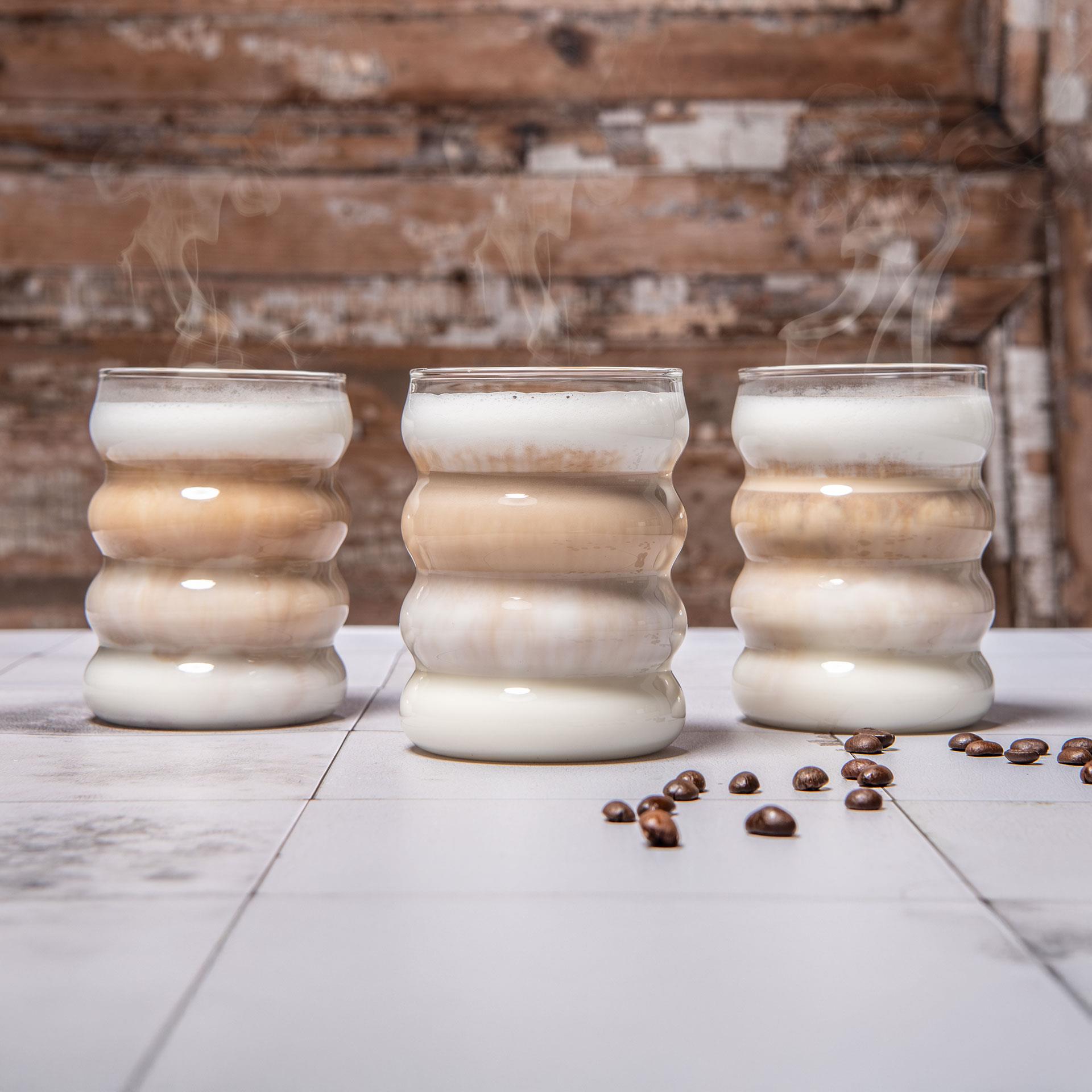 3 Trinkgläser im Bubble-Design aus transparentem Borosilikatglas