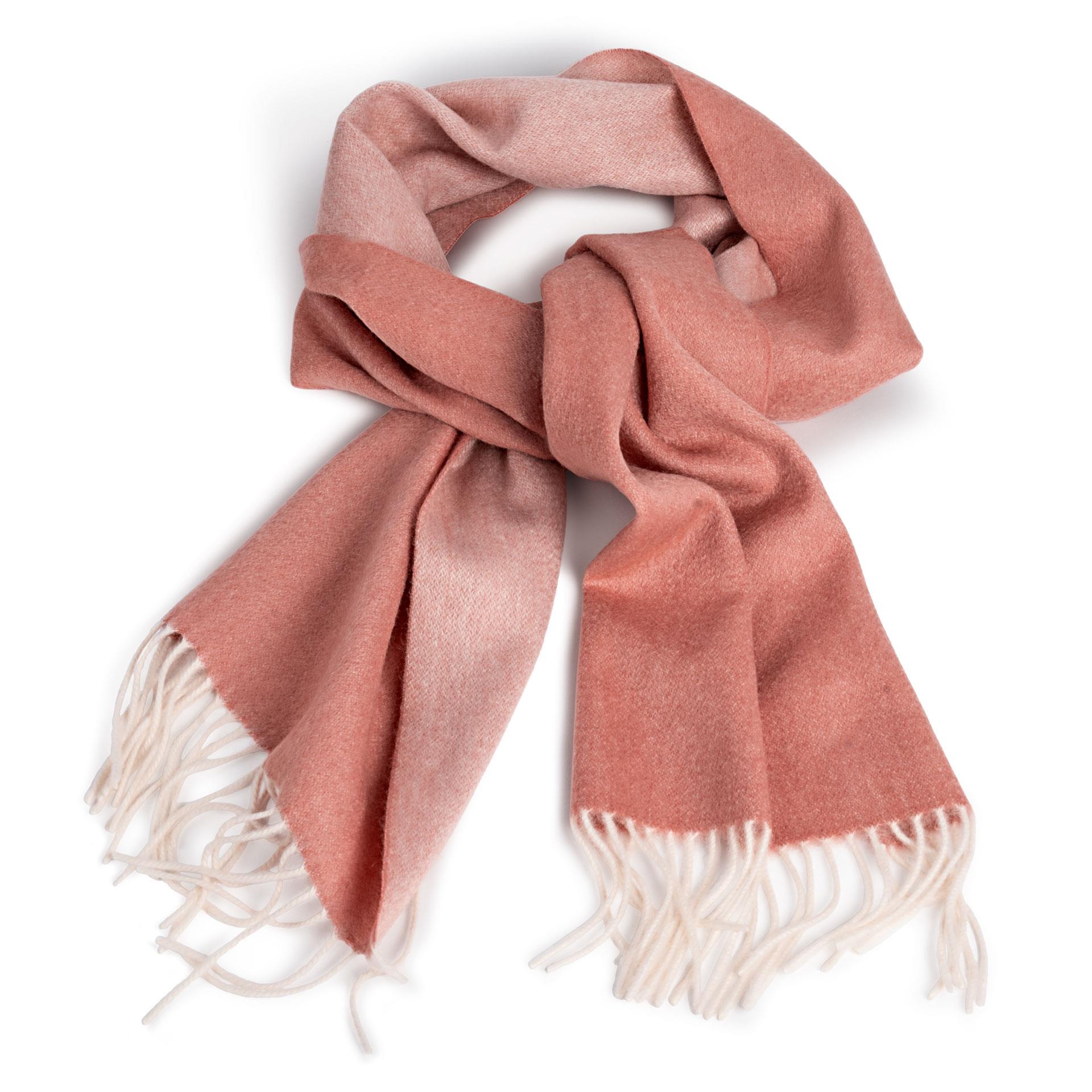 Kaschmirschal in Rosa/Hellrosa mit Double-Face-Optik und Franse
