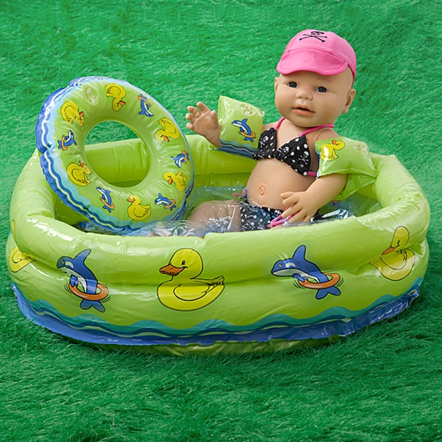 Puppen Schwimmset mit Planschbecken 3tlg.