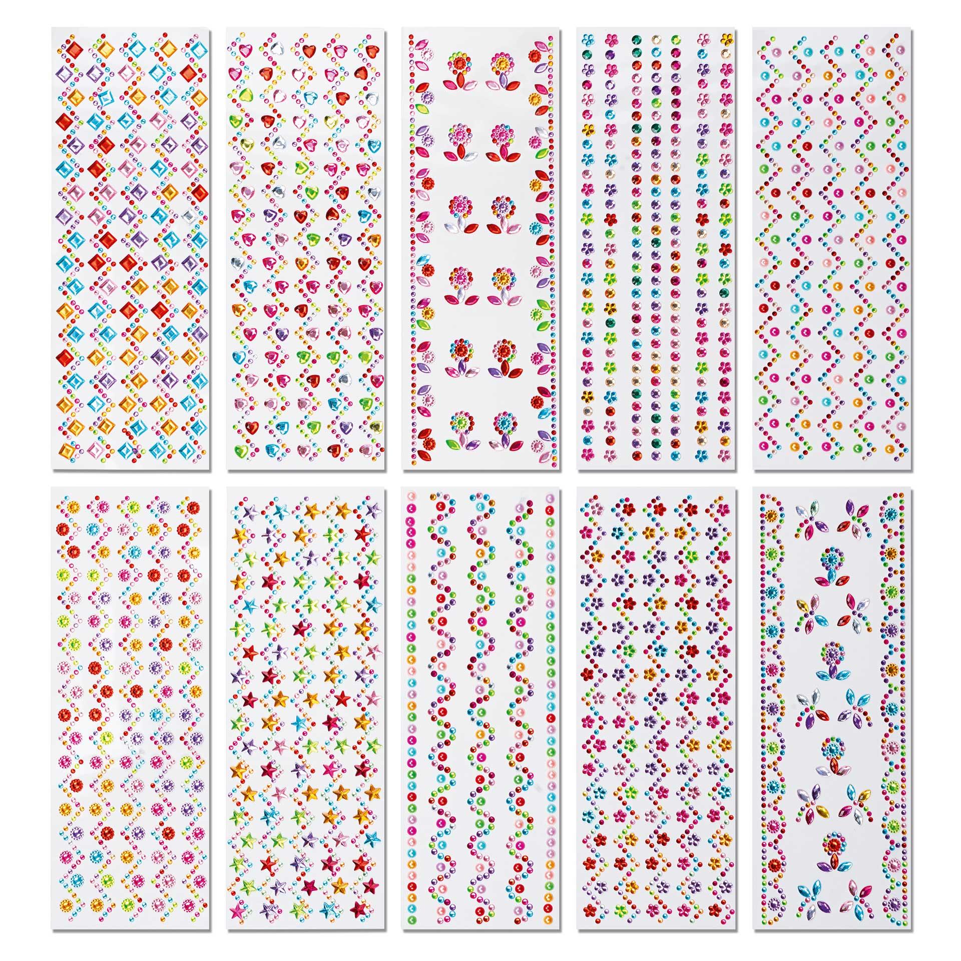 10 fogli con adesivi scintillanti