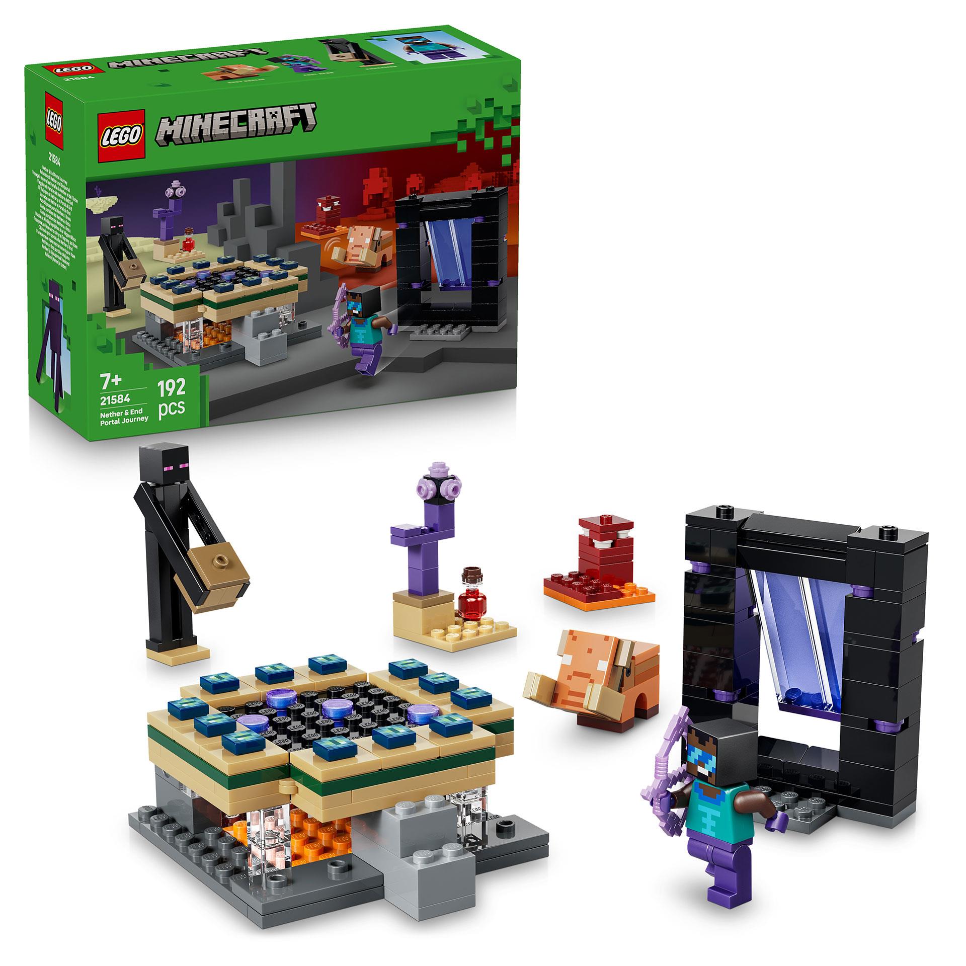 LEGO Minecraft Reise durch Nether und Endportal - Kinder Spielzeug mit Helden, Enderman und Baby Hoglin Figuren