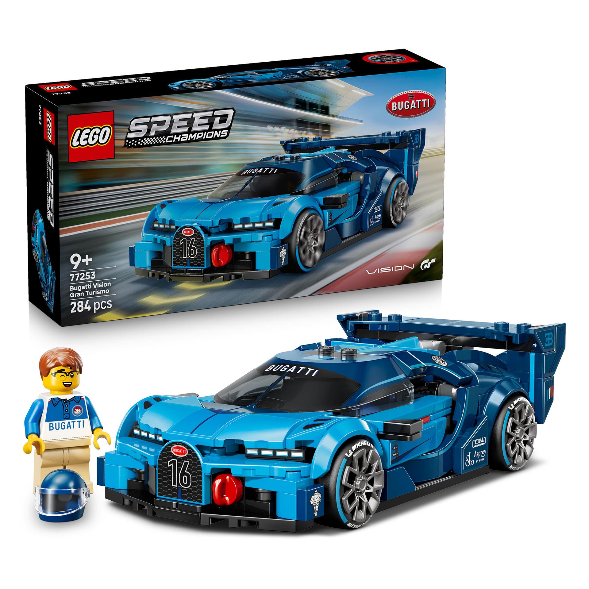 LEGO Speed Champions Bugatti Vision Gran Turismo Hypersportwagen - Modellbau mit sammelbarer Fahrer Minifigur