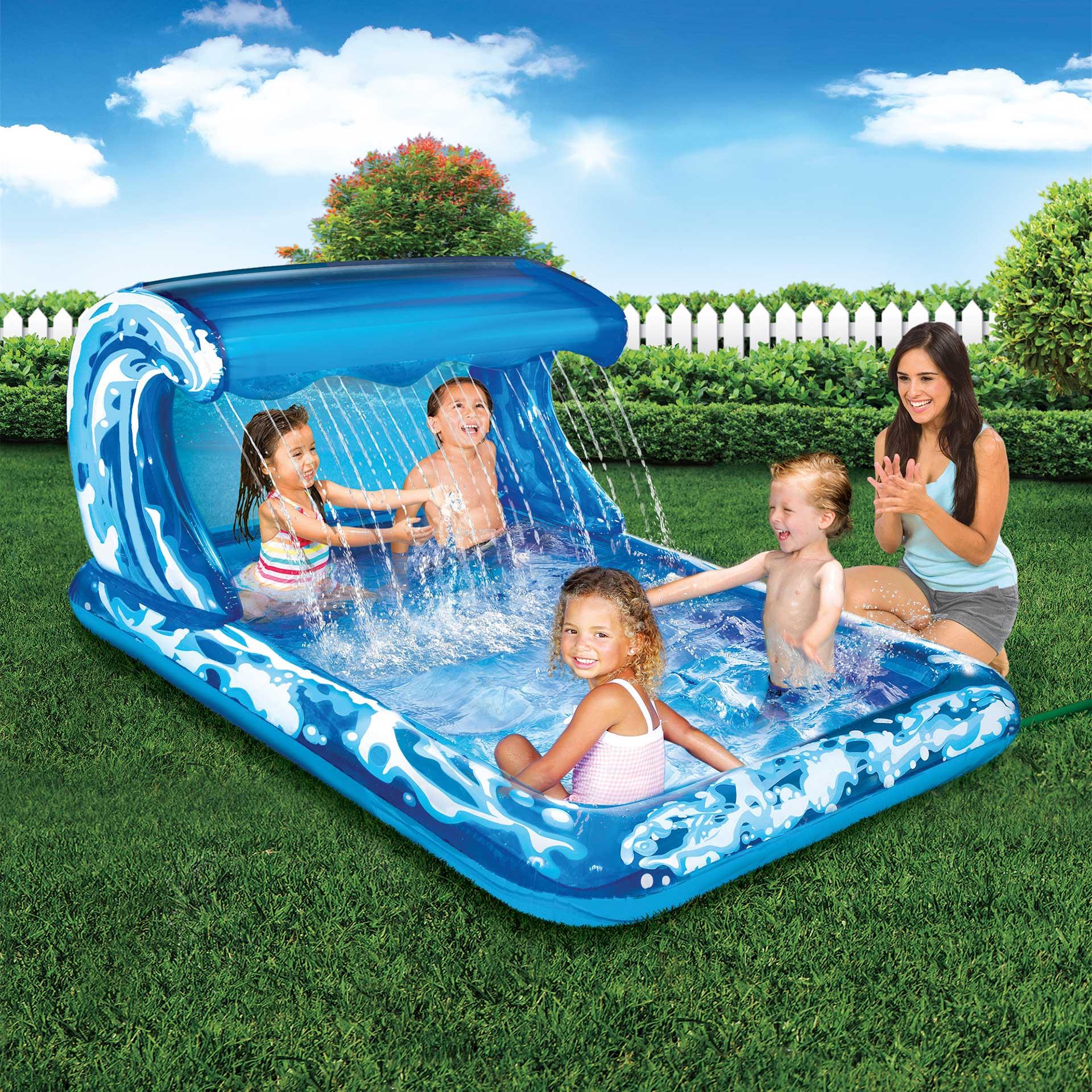 Aufblasbares Planschbecken in Wellenform mit Sonnendach