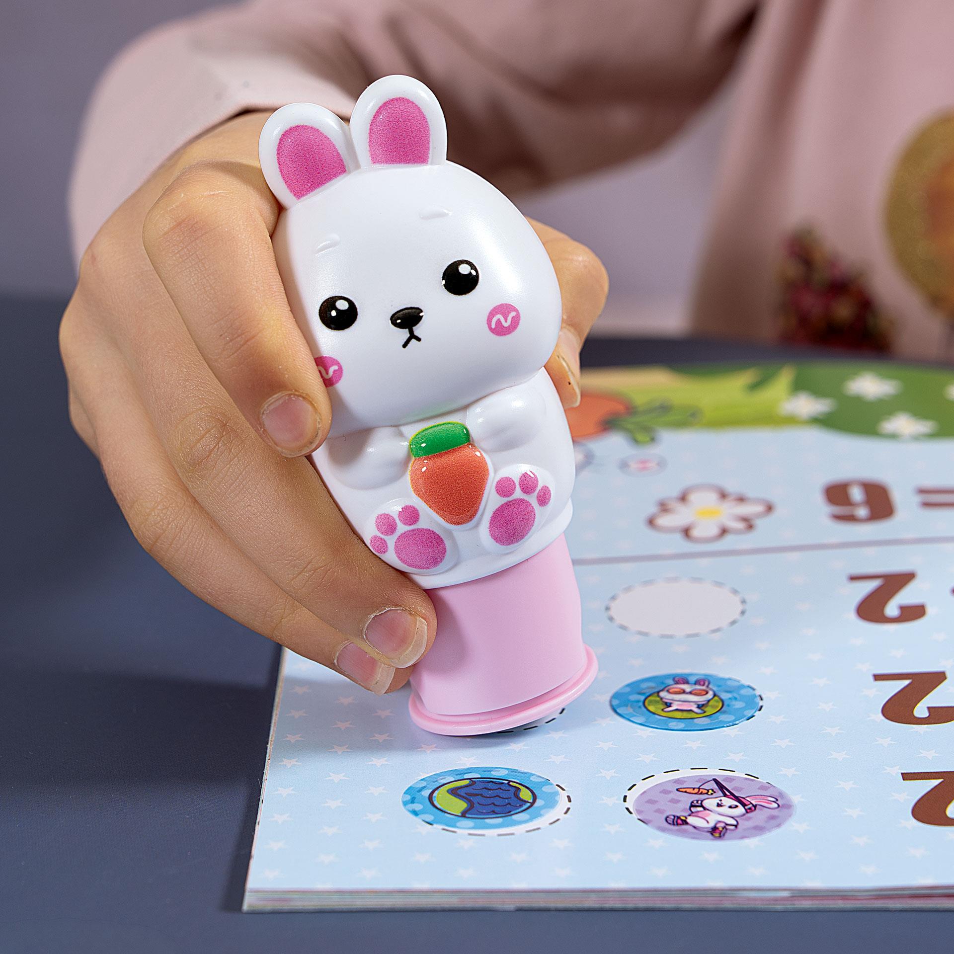 Magic Sticker Stempel Hase mit Activity Heft und runden Stickern zum Stempeln und Einkleben