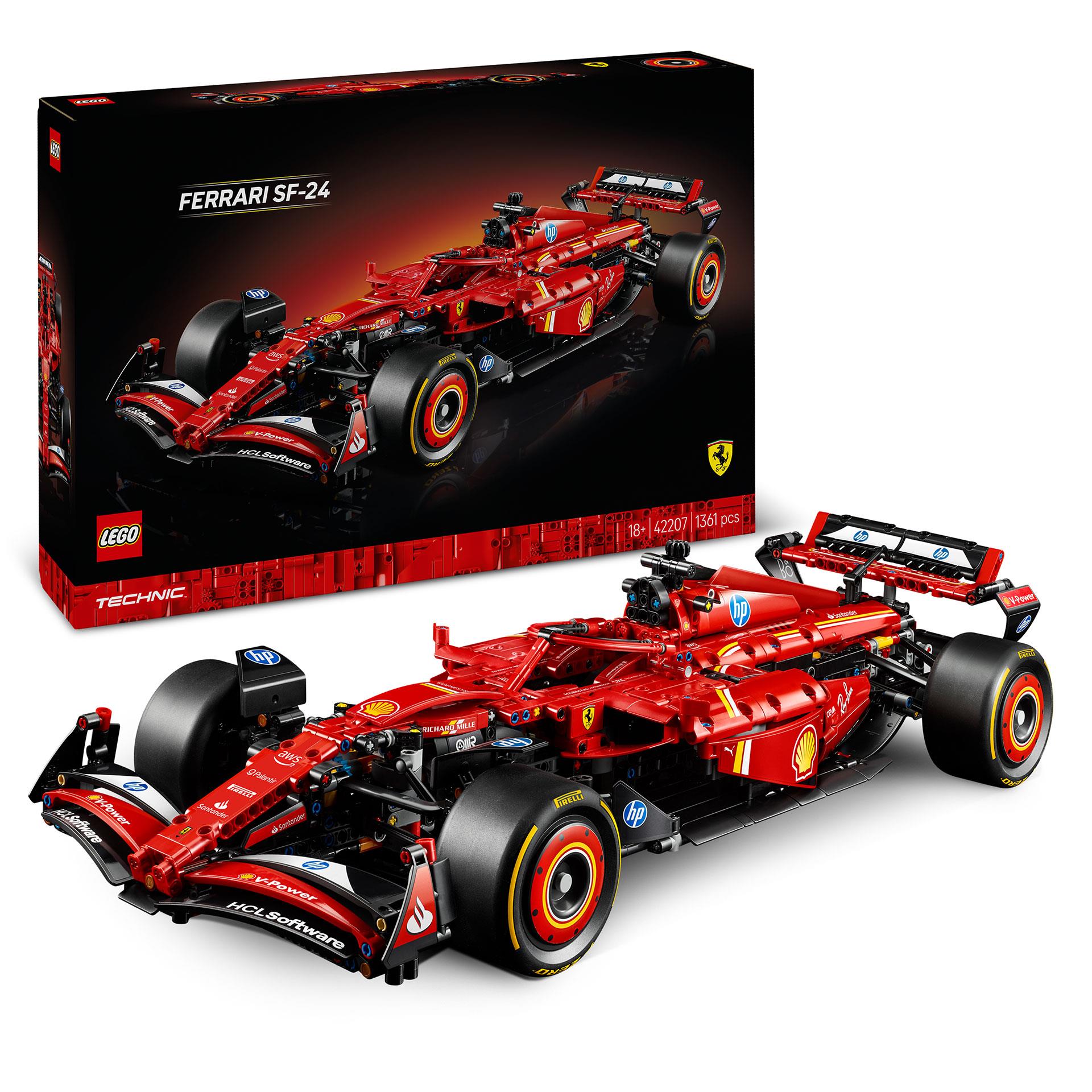 LEGO Technic Ferrari SF-24 F1 Rennauto als grosses Modellauto im Massstab 1:8 mit authentischen Rennsport Details