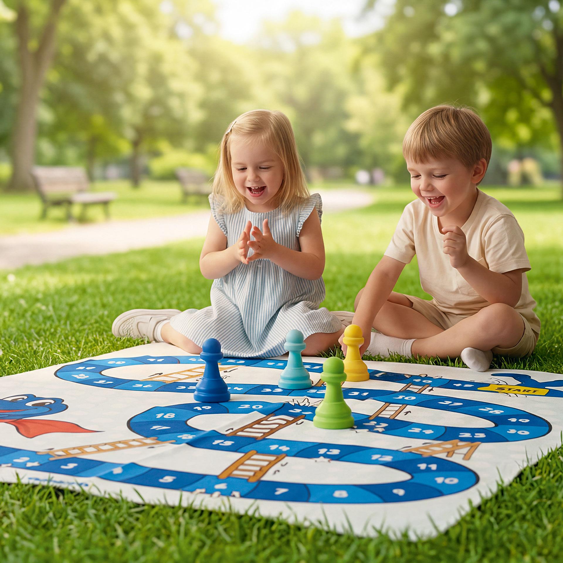 XXL Leiterspiel mit grossem Spielfeld, Spielfiguren und Würfel für Kinder Outdoor