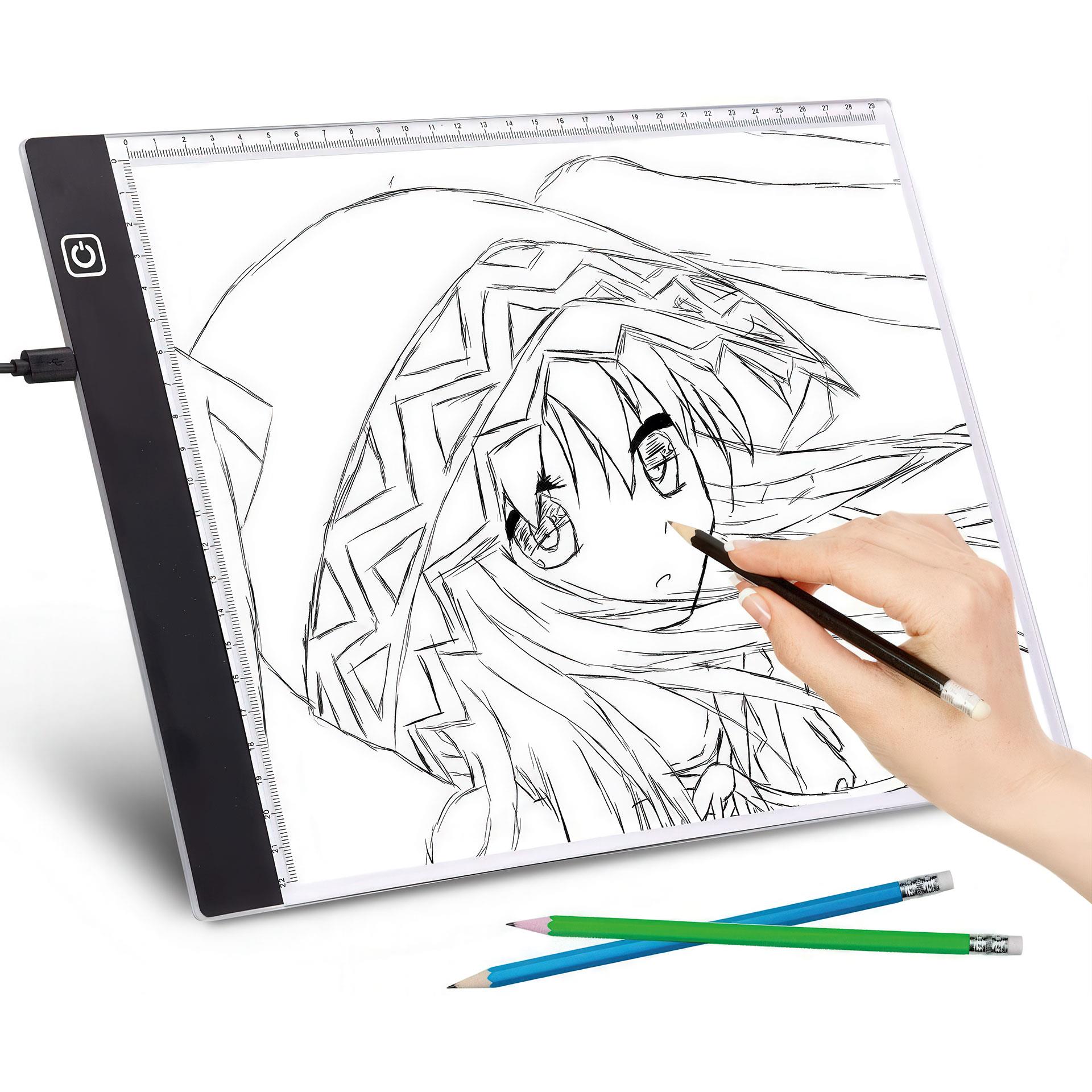 Dimmbares LED Zeichenpad im A4 Format zum Abpausen und Zeichnen mit beleuchteter Arbeitsfläche