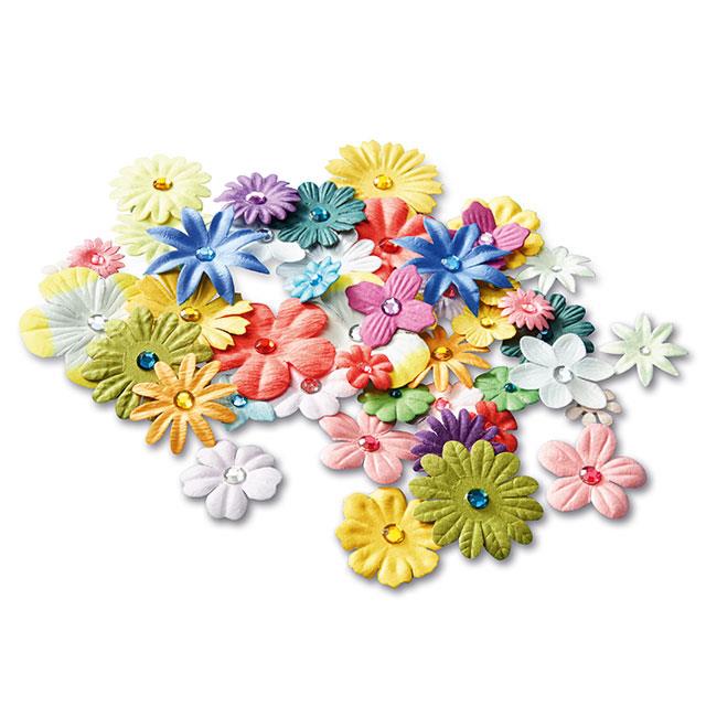 3D Papier Blumen Stickers 48 Stk.