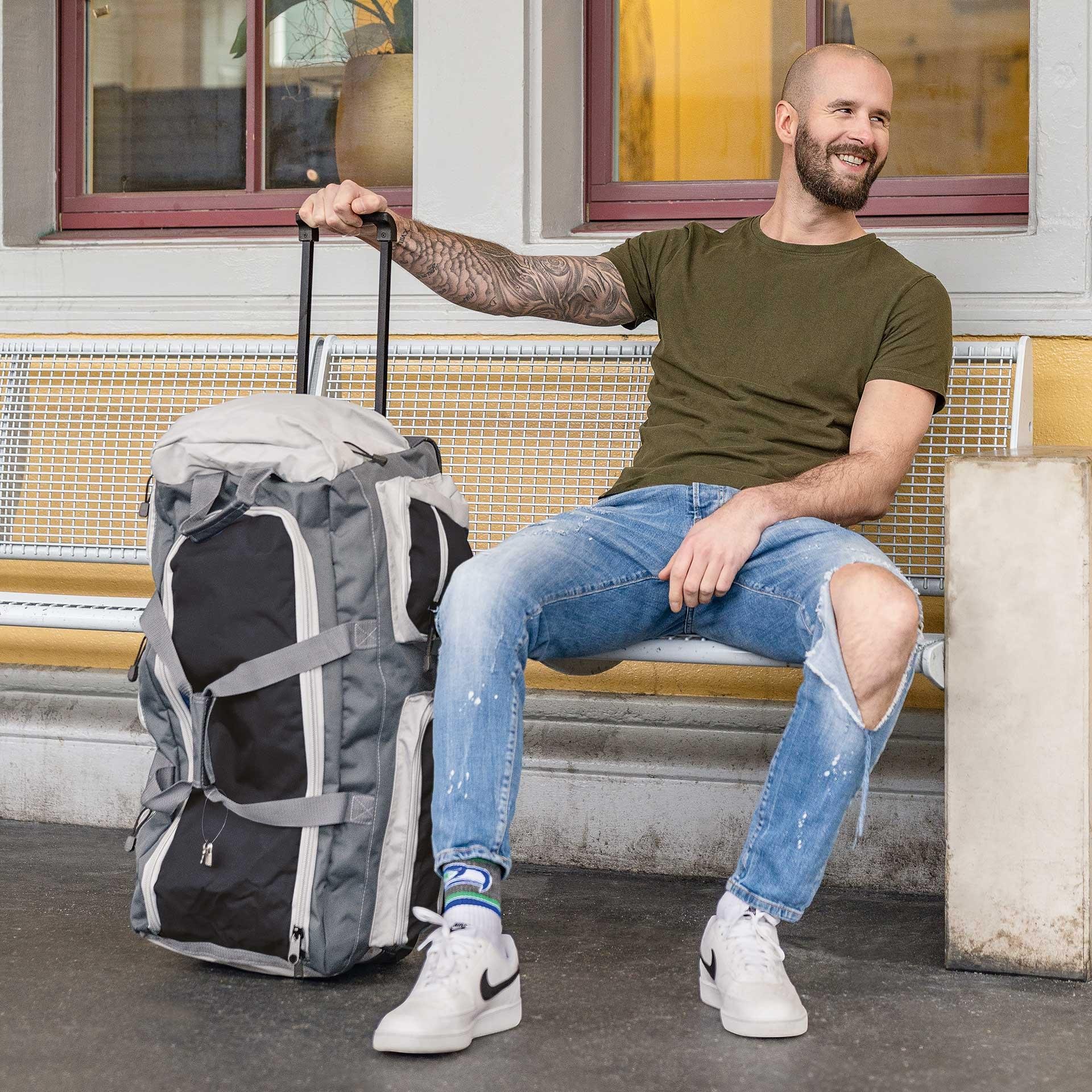 Shark Skin Sport- und Reisetasche mit Rädern und Teleskopgriff 65 L