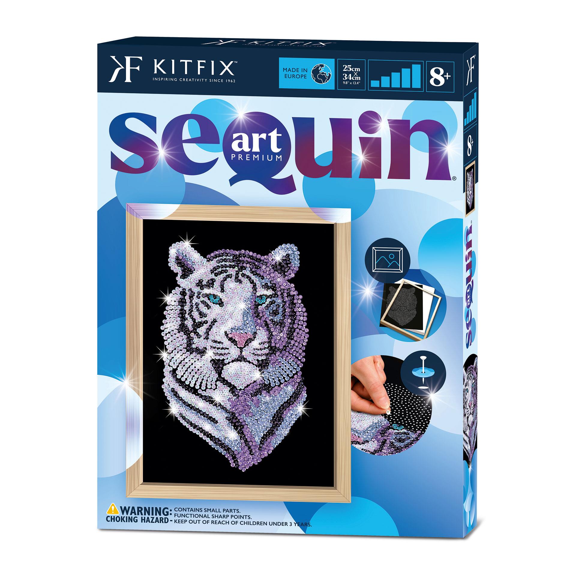 Sequin Art Pailletten Kunst Schneetiger