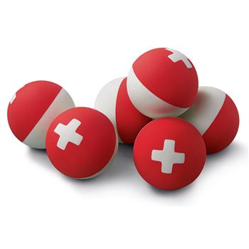 Balles rebondissantes croix suisse 6 pces