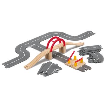 Jeu de construction de routes en bois 28 pcs.