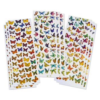 Autocollants papillons avec bordure dorée, 150 pces