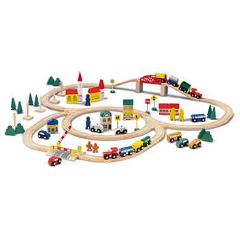 Circuit train en bois 80 accessoires