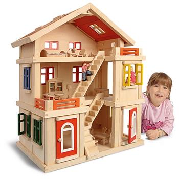 Cabane de jardin pour enfant, Maison de poupée en bois avec meubles et  accessoires, maison de rêve, 3 ans et plus, rose