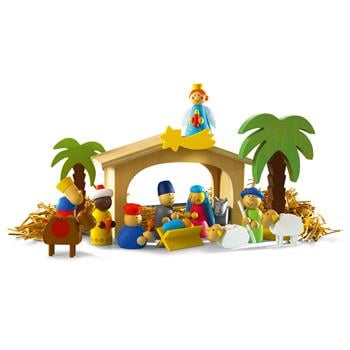 Presepe in legno, 16 pezzi