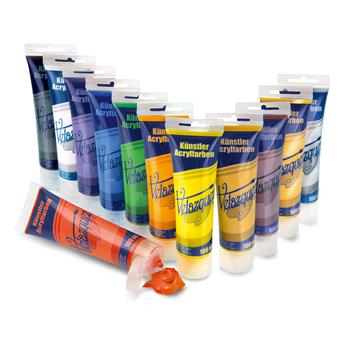 MAGI Peinture acrylique Lot de 12 tubes de couleurs x 100 ml pour