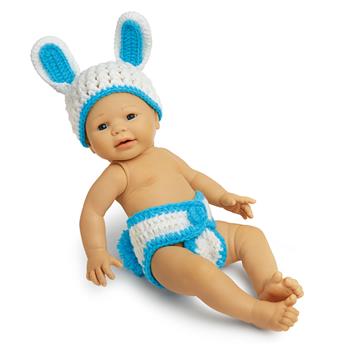 Poupée tenue en tricot petit lapin BL 2 pces