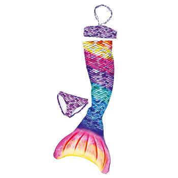 Set da sirena con pinna, 4 pezzi, Rainbow XS