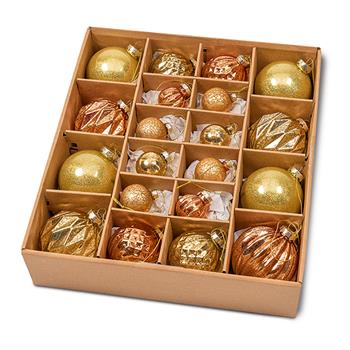 Assortiment de boules de Noël dorées, 18 pces