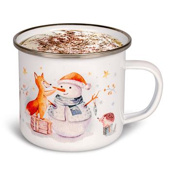 Emaille Tasse Schneemann