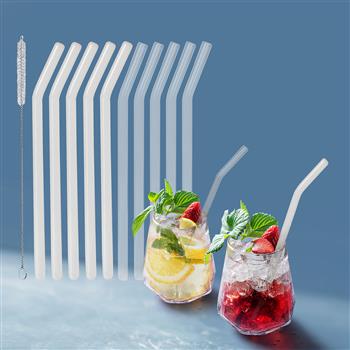 Pailles en verre 10 pces et dessous de verre en silicone 3 pces