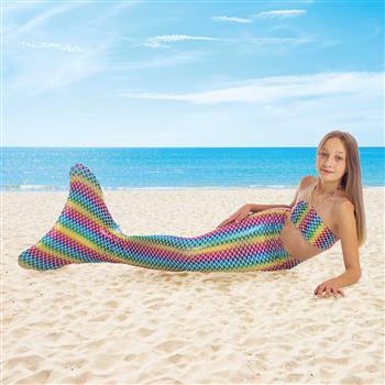 Tenue de sirène, 4 pces Rainbow Shiny S