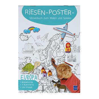 Riesenposter Stickerbuch «Die Erde» und «Europa» im Set
