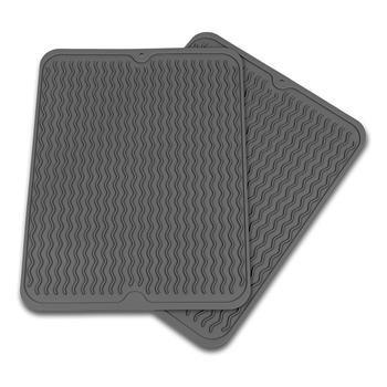 Tapis d'égouttement en silicone gris, 2 pces