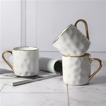 Tasse Weiss mit Goldrand und Goldhenkel