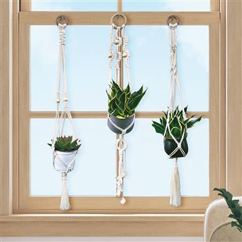 DIY lot de 3 suspensions pour plantes en macramé