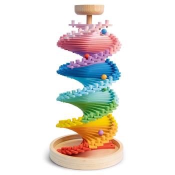 Bunte Holz Kugelbahn Regenbogen mit Spiralbahn und Holzkugeln in verschiedenen Farben