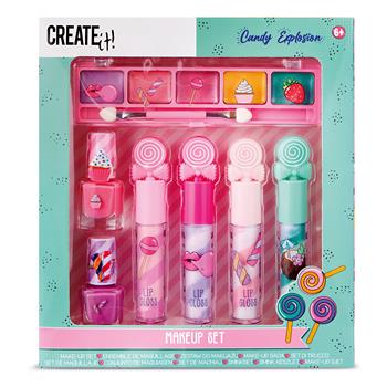 Create It! Süssigkeiten-Make-up-Set – farbenfrohes Kinderschminkset mit duftendem Lipgloss, Lidschatten und Nagellack