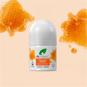 Déodorant Dr. Organic Manuka Honey en roll-on, contenu 50 ml