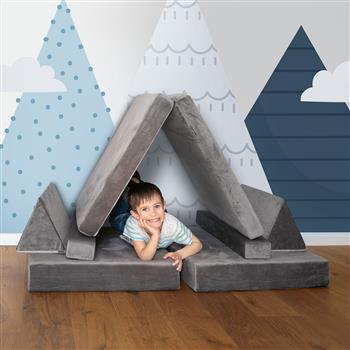 Kinderzimmersofa mit 8 Modulen, weiche Schaumstoffpolsterung, flexibles Design für kreatives Spielen, Samtbezug, vielseitig kombinierbar