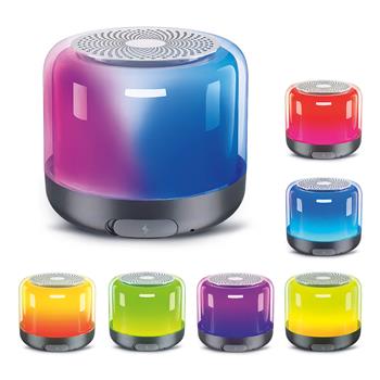 Runder LED Bluetooth Speaker mit buntem Nachtlicht, 360°-Sound, IPX5-Schutz und freihändiger Funktion