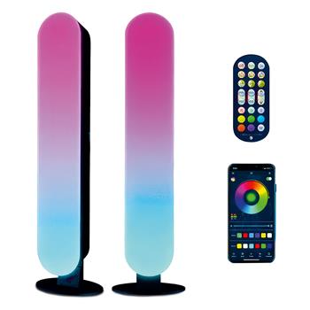 Due barre luminose RGB con cambio di colore dei LED, controllo musicale e funzionamento tramite app, possono essere montate su un tavolo o su una parete