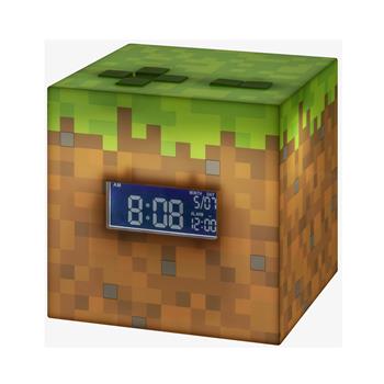 Sveglia Minecraft a forma di cubo con display digitale, luce notturna e suono originale Minecraft, design in stile blocco d'erba