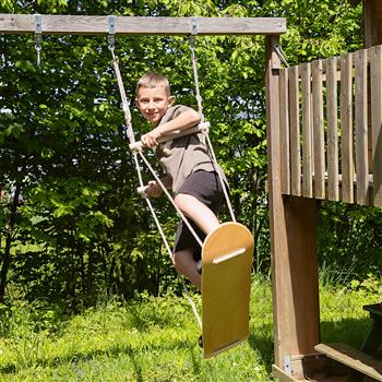 Balançoire pour enfants au design de skateboard avec poignées et tapis antidérapant, convient pour s'asseoir et se tenir debout