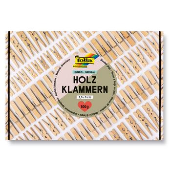 Kartonbox mit naturfarbenen Mini-Holzklammern aus Holz, ideal zum Basteln und Dekorieren