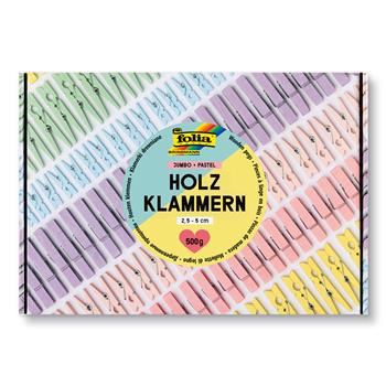 Kartonbox mit ca. 500 g Mini-Holzklammern in Pastellfarben, ideal für Bastel- und Dekoprojekte
